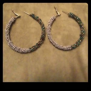 Women's Lavender Color Block Hoop Earrings NWOT